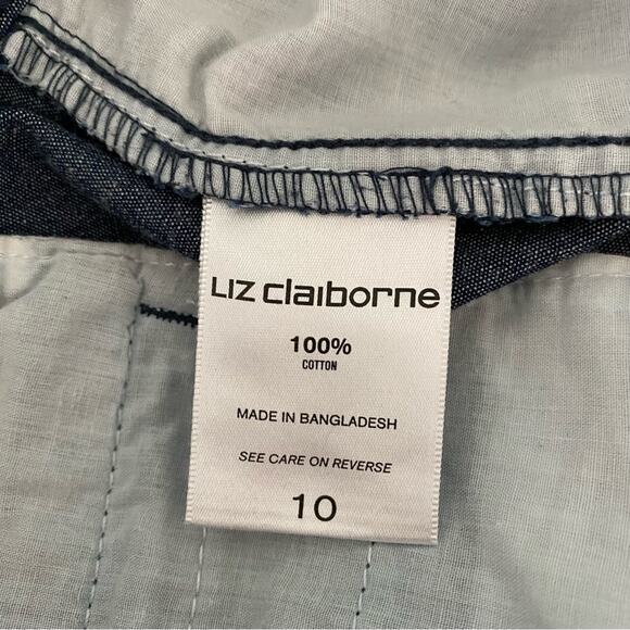5/$25 Liz Claiborne Chambray Cotton Anchor Nautical Straight Leg Pants 10 - Picture 9 of 9
